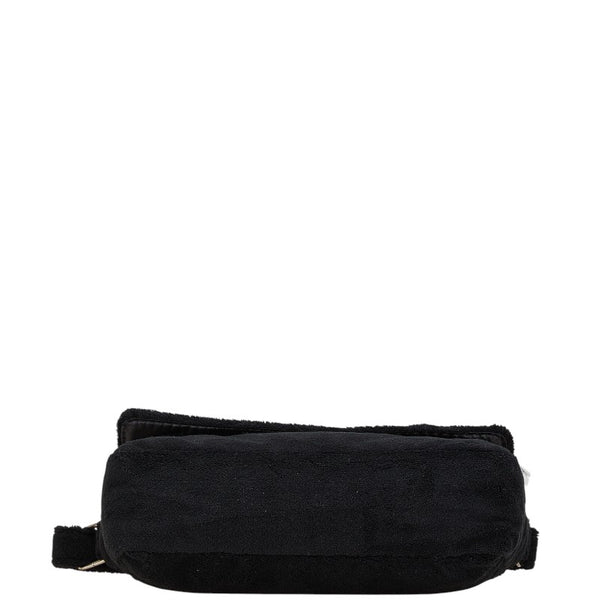 シャネル ココマーク ノベルティ 斜め掛け ショルダーバッグ ブラック ホワイト パイル エナメル レディース CHANEL 【中古】