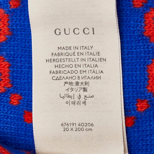 グッチ GG柄 マフラー 676191 ブルー オレンジ ウール メンズ GUCCI 【中古】