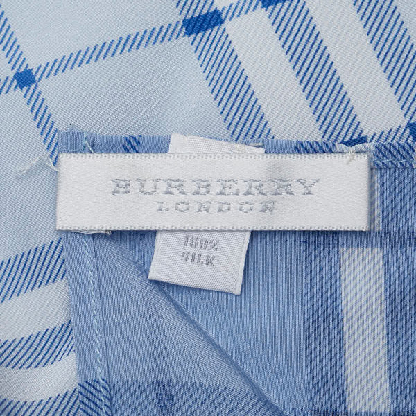 バーバリー チェック スカーフ ブルー ホワイト シルク レディース BURBERRY 【中古】
