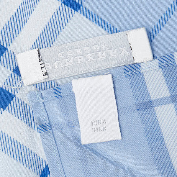 バーバリー チェック スカーフ ブルー ホワイト シルク レディース BURBERRY 【中古】