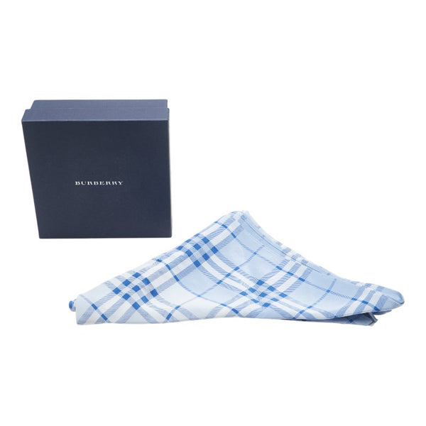バーバリー チェック スカーフ ブルー ホワイト シルク レディース BURBERRY 【中古】