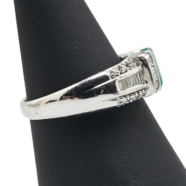 ノーブランド グリーン Pt900 プラチナ エメラルド0.70ct ダイヤ0.75ct リング 指輪 レディース no brand 14.5号 【中古】