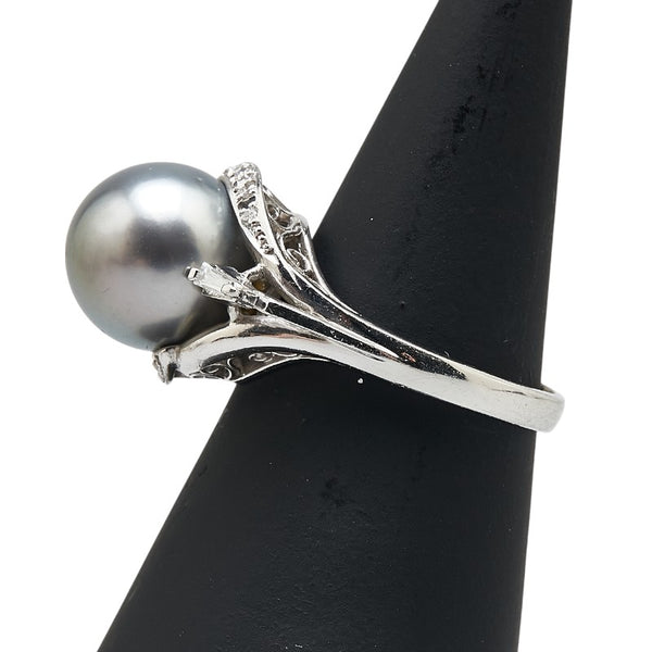 ノーブランド Pt900 プラチナ パール11.4mm ダイヤ0.16ct リング 指輪 レディース no brand 14号 【中古】