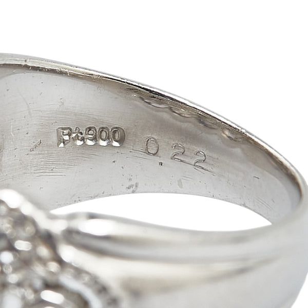 ノーブランド Pt900 プラチナ ダイヤ0.22ct レース リング 指輪 レディース no brand 11.5号 【中古】