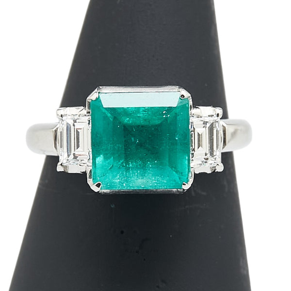 グリーン Pt プラチナ エメラルド2.90ct ダイヤ0.61ct 三越 リング 指輪 レディース 11.5号 【中古】