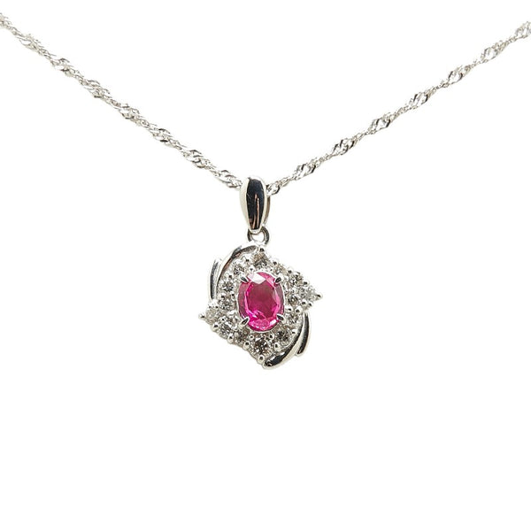 ノーブランド レッド Pt900 プラチナ Pt850 プラチナ ルビー0.77ct ダイヤ0.50ct ペンダントネックレス レディース no brand 【中古】
