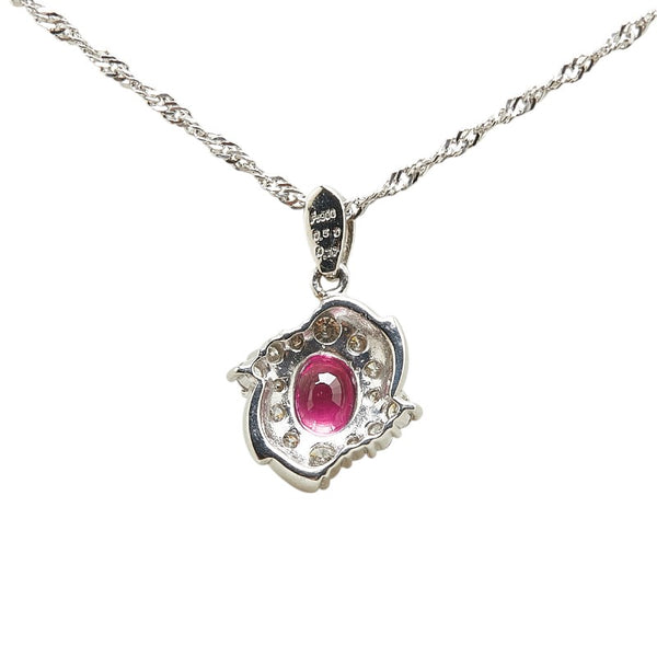 ノーブランド レッド Pt900 プラチナ Pt850 プラチナ ルビー0.77ct ダイヤ0.50ct ペンダントネックレス レディース no brand 【中古】