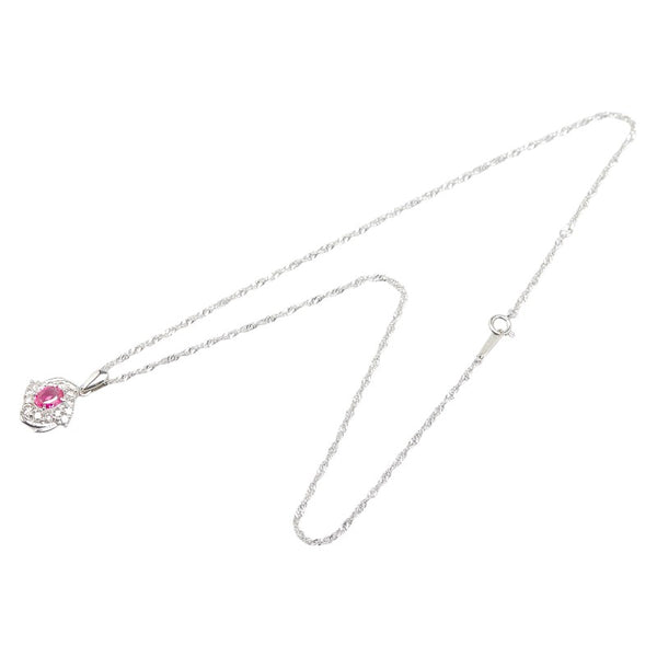 ノーブランド レッド Pt900 プラチナ Pt850 プラチナ ルビー0.77ct ダイヤ0.50ct ペンダントネックレス レディース no brand 【中古】