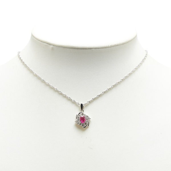ノーブランド レッド Pt900 プラチナ Pt850 プラチナ ルビー0.77ct ダイヤ0.50ct ペンダントネックレス レディース no brand 【中古】