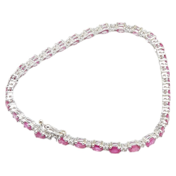 ノーブランド K18WG ホワイトゴールド ルビー6.5ct ダイヤ0.50ct ブレスレット レディース no brand 【中古】