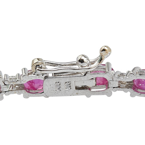 ノーブランド K18WG ホワイトゴールド ルビー6.5ct ダイヤ0.50ct ブレスレット レディース no brand 【中古】