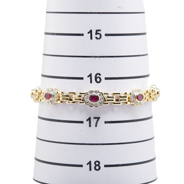 ノーブランド K18YG イエローゴールド ルビー2.05ct ダイヤ0.78ct ブレスレット レディース no brand 【中古】