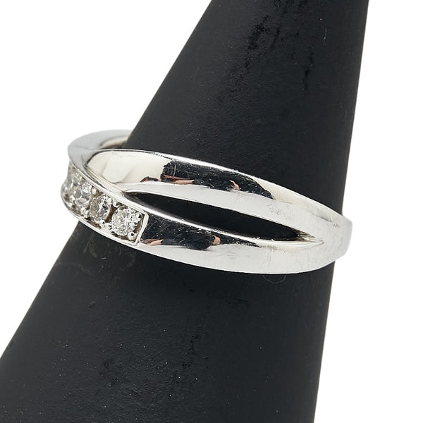 ノーブランド Pt950 プラチナ ダイヤ0.30ct クロス 一文字 リング 指輪 レディース no brand 12号 【中古】