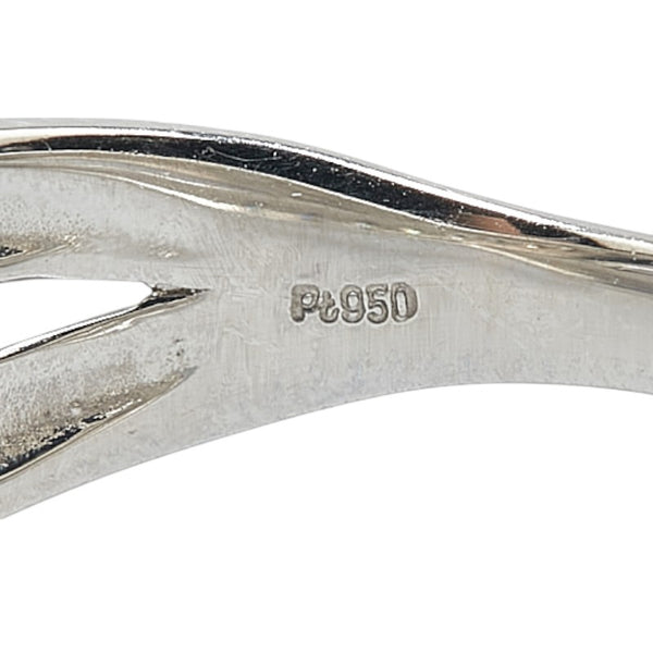 ノーブランド Pt950 プラチナ ダイヤ0.30ct クロス 一文字 リング 指輪 レディース no brand 12号 【中古】