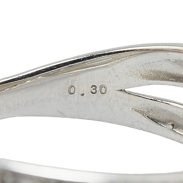 ノーブランド Pt950 プラチナ ダイヤ0.30ct クロス 一文字 リング 指輪 レディース no brand 12号 【中古】