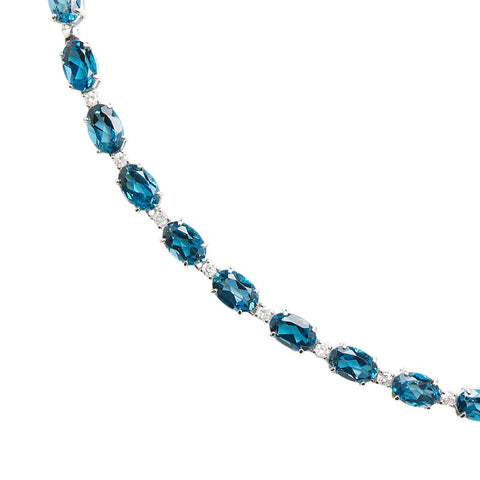 ノーブランド K10WG ホワイトゴールド ブルートパーズ26.54ct ダイヤ0.23ct ネックレス レディース no brand 【中古】