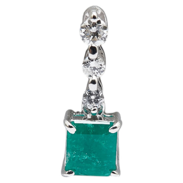 ノーブランド グリーン K18WG ホワイトゴールド エメラルド0.58ct ダイヤ0.11ct ペンダントトップ レディース no brand 【中古】