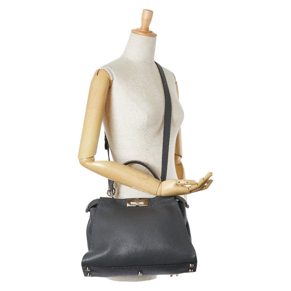 フェンディ ピーカブー レギュラー セレリア ハンドバッグ ショルダーバッグ 2WAY 8BN290 Q0J グレー レザー レディース FENDI 【中古】