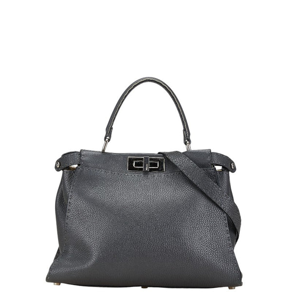 フェンディ ピーカブー レギュラー セレリア ハンドバッグ ショルダーバッグ 2WAY 8BN290 Q0J グレー レザー レディース FENDI 【中古】