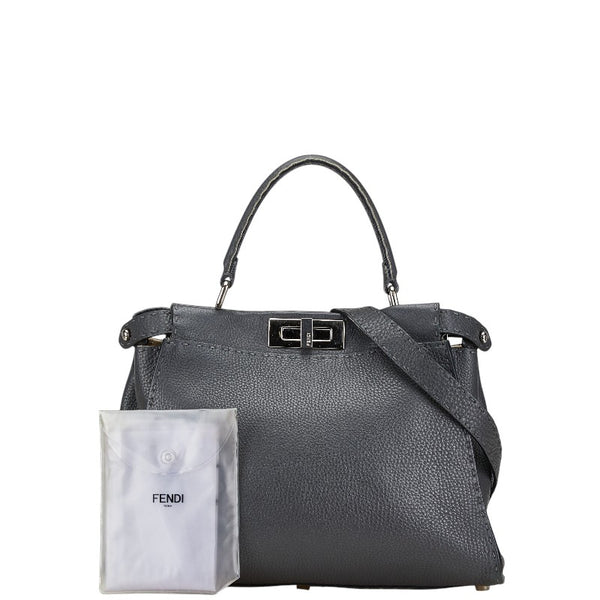 フェンディ ピーカブー レギュラー セレリア ハンドバッグ ショルダーバッグ 2WAY 8BN290 Q0J グレー レザー レディース FENDI 【中古】