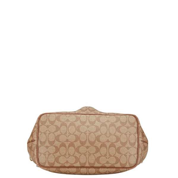 コーチ シグネチャー トートバッグ ハンドバッグ F34614 ベージュ ブラウン PVC レザー レディース COACH 【中古】