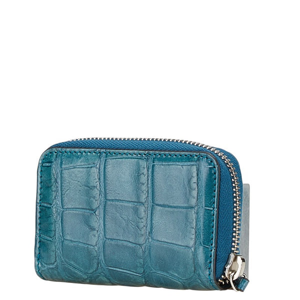 グッチ クロコ型押し ラウンドファスナー コインケース 250983 ブルー レディース GUCCI 【中古】