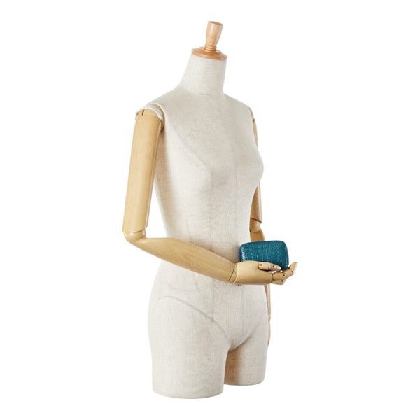 グッチ クロコ型押し ラウンドファスナー コインケース 250983 ブルー レディース GUCCI 【中古】