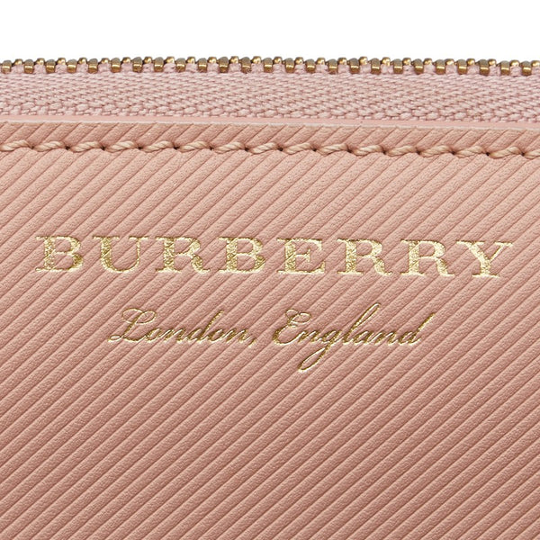 バーバリー ラウンドファスナー 長財布 ピンク レザー レディース BURBERRY 【中古】