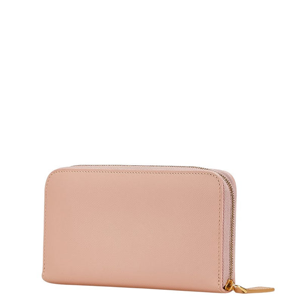 バーバリー ラウンドファスナー 長財布 ピンク レザー レディース BURBERRY 【中古】