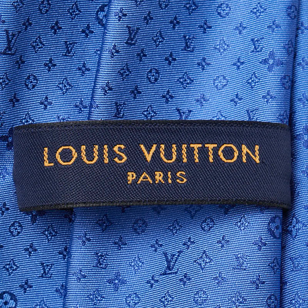 ルイ ヴィトン モノグラム ビヨンド クラヴァット ネクタイ M78006 ブルー シルク メンズ LOUIS VUITTON 【中古】