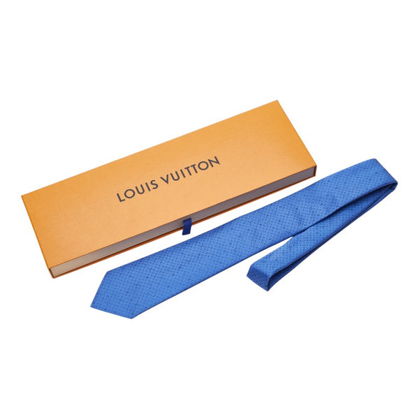 ルイ ヴィトン モノグラム ビヨンド クラヴァット ネクタイ M78006 ブルー シルク メンズ LOUIS VUITTON 【中古】