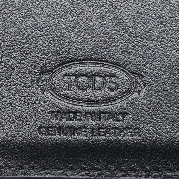 トッズ T タイムレス L字ファスナー 二つ折り財布 コンパクトウォレット ブラック レザー レディース TOD’S 【中古】
