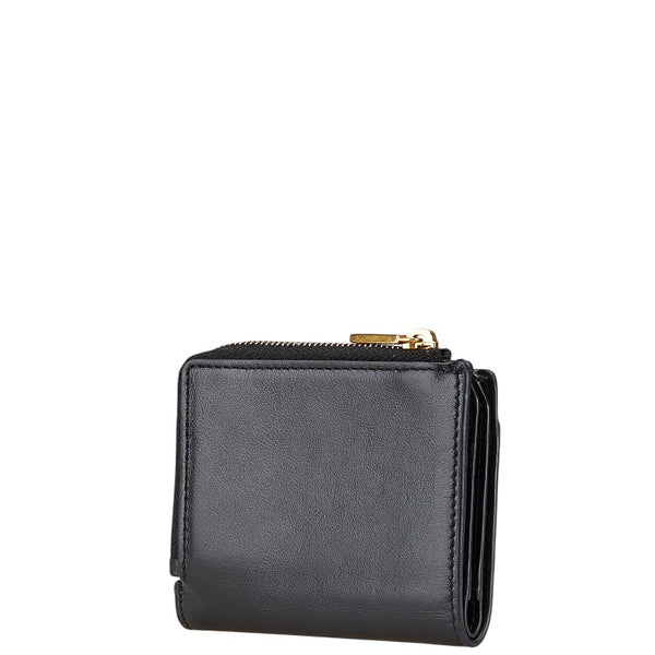 トッズ T タイムレス L字ファスナー 二つ折り財布 コンパクトウォレット ブラック レザー レディース TOD’S 【中古】