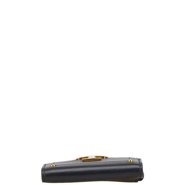 トッズ T タイムレス L字ファスナー 二つ折り財布 コンパクトウォレット ブラック レザー レディース TOD’S 【中古】
