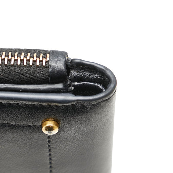 トッズ T タイムレス L字ファスナー 二つ折り財布 コンパクトウォレット ブラック レザー レディース TOD’S 【中古】
