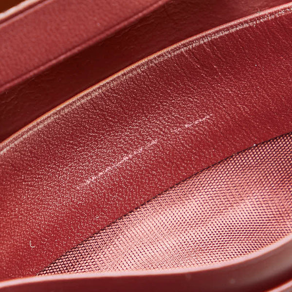 カルティエ マストライン カードケース パスケース ワインレッド ボルドー レザー レディース CARTIER 【中古】