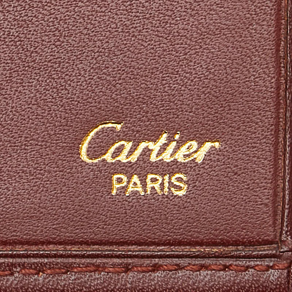カルティエ マストライン 札入れ ワインレッド ボルドー レザー レディース CARTIER 【中古】