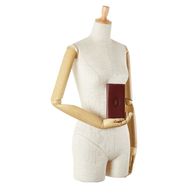 カルティエ マストライン 札入れ ワインレッド ボルドー レザー レディース CARTIER 【中古】