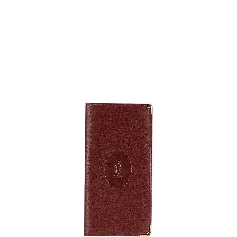 カルティエ マストライン 札入れ ワインレッド ボルドー レザー レディース CARTIER 【中古】