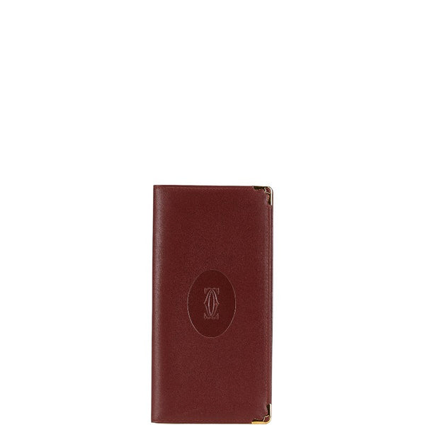 カルティエ マストライン 札入れ ワインレッド ボルドー レザー レディース CARTIER 【中古】