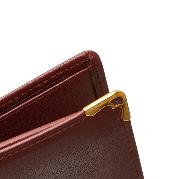 カルティエ マストライン 札入れ ワインレッド ボルドー レザー レディース CARTIER 【中古】