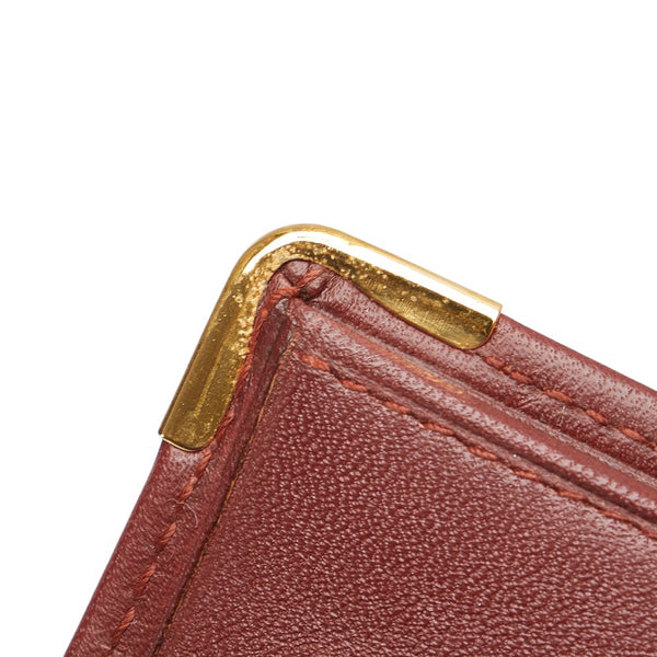カルティエ マストライン 札入れ ワインレッド ボルドー レザー レディース CARTIER 【中古】