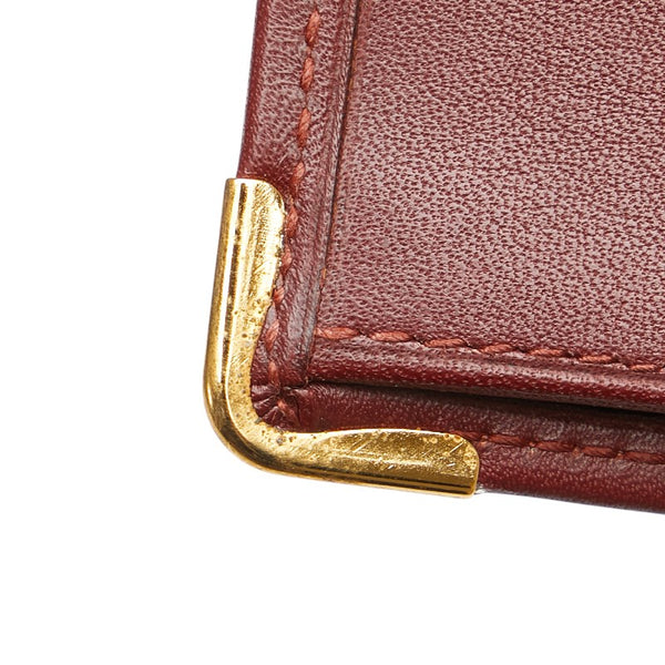 カルティエ マストライン 札入れ ワインレッド ボルドー レザー レディース CARTIER 【中古】