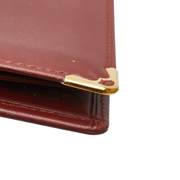 カルティエ マストライン 札入れ ワインレッド ボルドー レザー レディース CARTIER 【中古】