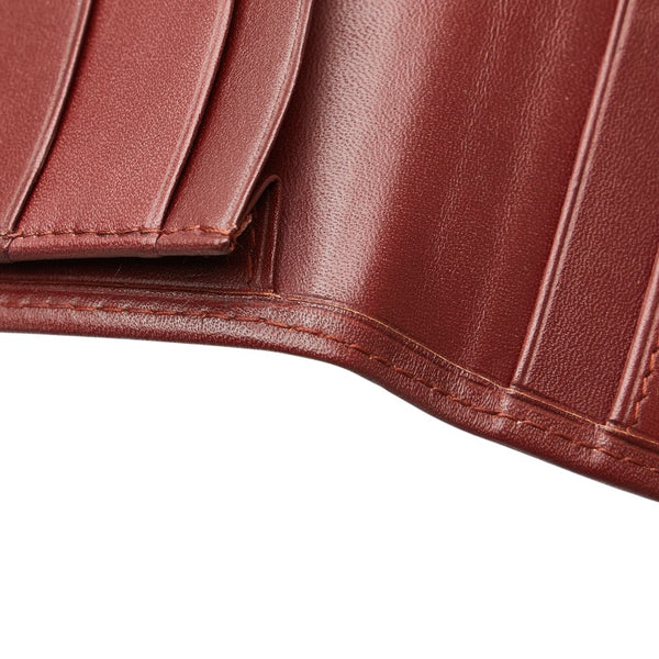 カルティエ マストライン 札入れ ワインレッド ボルドー レザー レディース CARTIER 【中古】