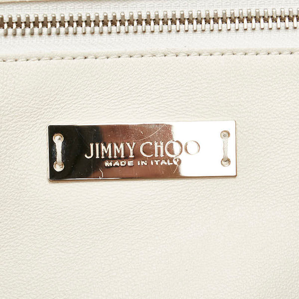 ジミーチュウ スター 星 パンチング トートバッグ ショルダーバッグ ベージュ レザー パイソン レディース JIMMY CHOO 【中古】