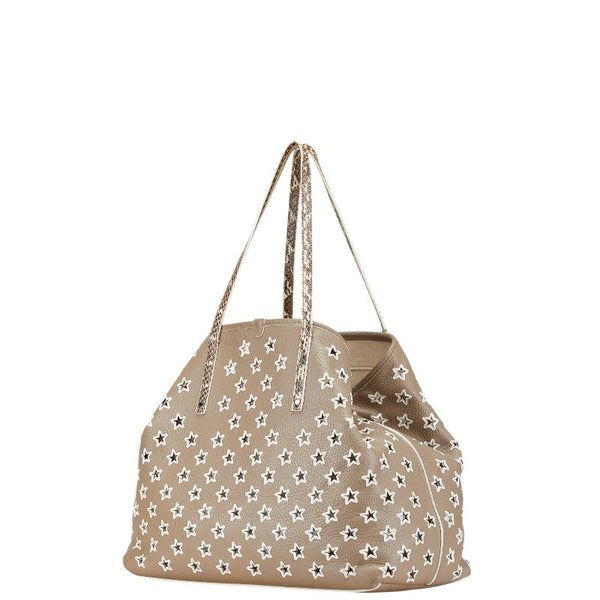 ジミーチュウ スター 星 パンチング トートバッグ ショルダーバッグ ベージュ レザー パイソン レディース JIMMY CHOO 【中古】