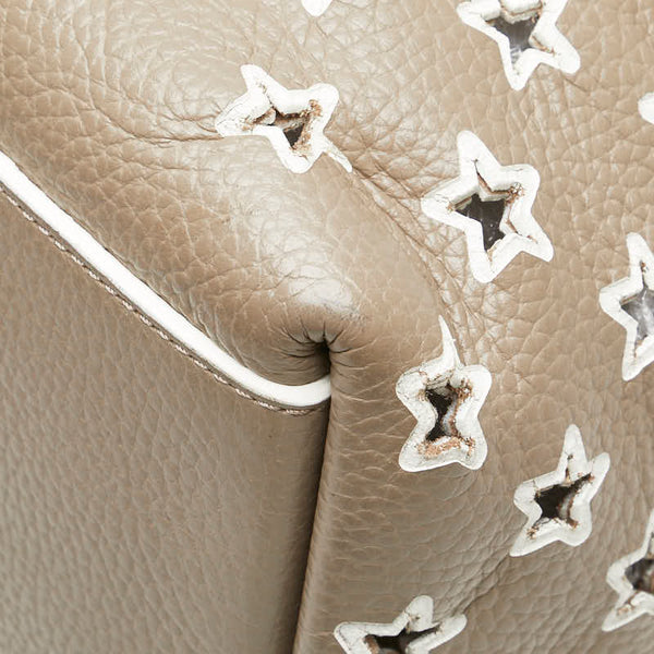 ジミーチュウ スター 星 パンチング トートバッグ ショルダーバッグ ベージュ レザー パイソン レディース JIMMY CHOO 【中古】