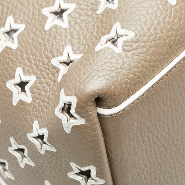 ジミーチュウ スター 星 パンチング トートバッグ ショルダーバッグ ベージュ レザー パイソン レディース JIMMY CHOO 【中古】