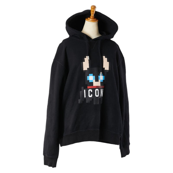 ディースクエアード プルオーバーパーカー フーディー サイズ:L S79GU0105 ブラック コットン メンズ DSQUARED2 【中古】